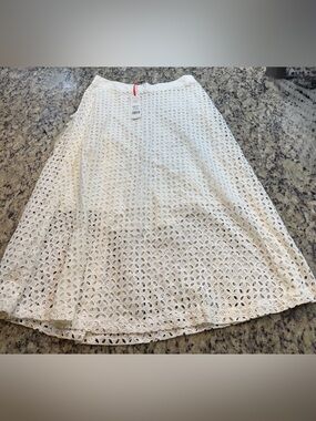 Elle White Eyelet A-Line Skirt